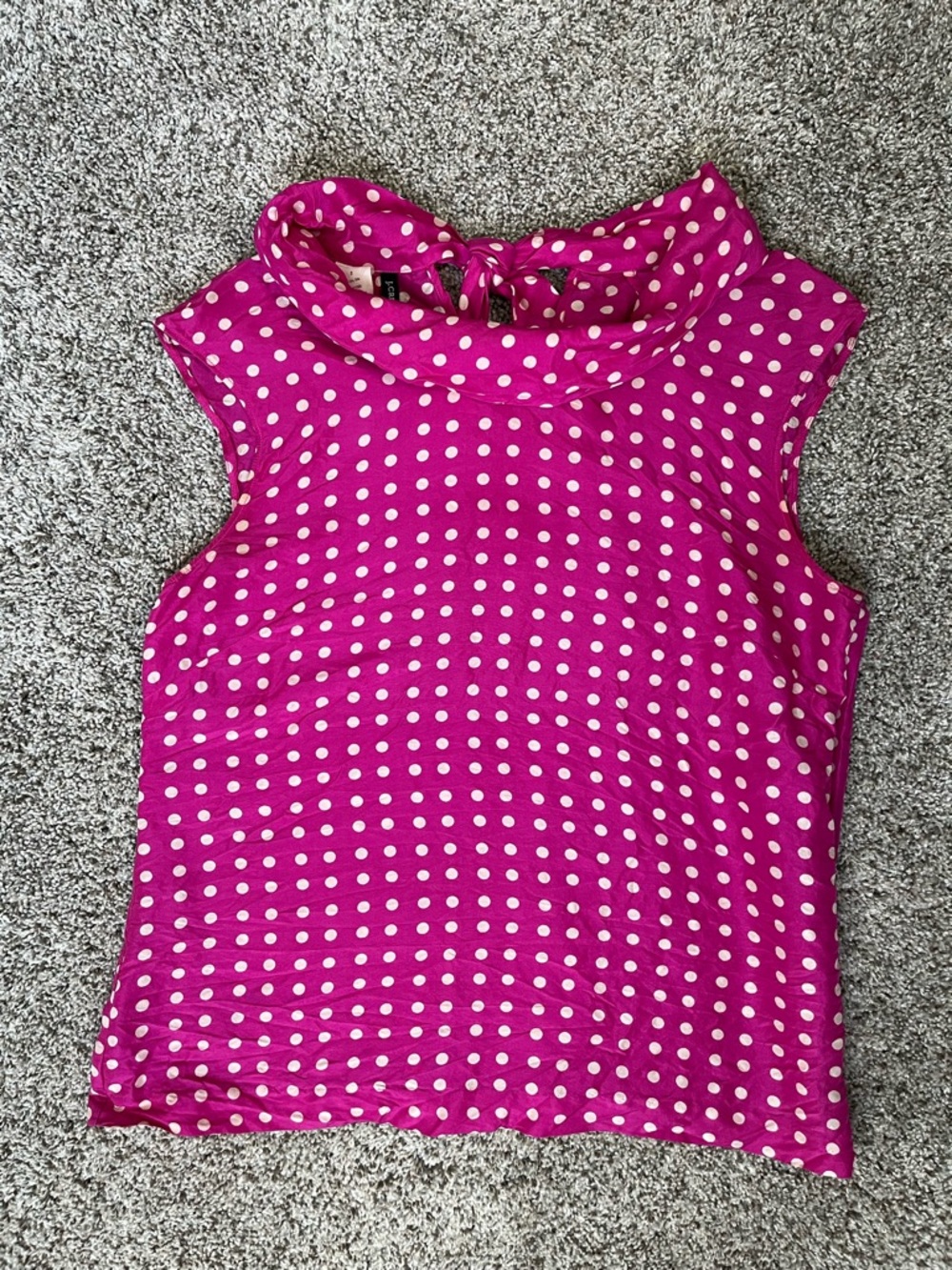 J. Crew Hot Pink Polka Dot Silk Top